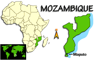 [Country map of Mozambique]