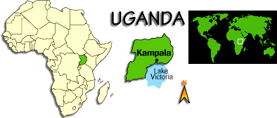 [Country map of Uganda]