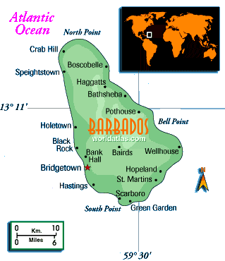 [Country map of Barbados]