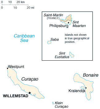 [Country map of Netherlands Antilles]