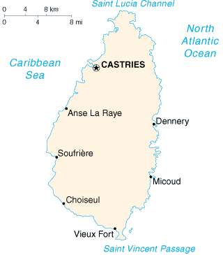[Country map of Saint Lucia]