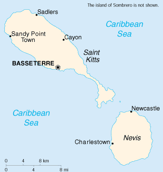 [Country map of Saint Kitts and Nevis]
