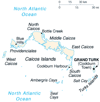 [Country map of Turks and Caicos Islands]
