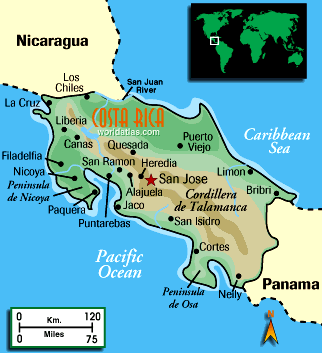 [Country map of Costa Rica]